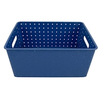 Kids Blue Strap Weave Storage Basket, 12x9
