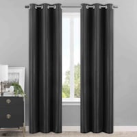 Honeybloom Sedgwick Black Blackout Curtain Panel, 84"