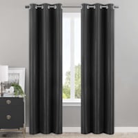 Honeybloom Sedgwick Black Blackout Curtain Panel, 95"