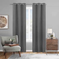 Honeybloom Cameron Platinum Grey Herringbone Blackout Curtain Panel, 95"