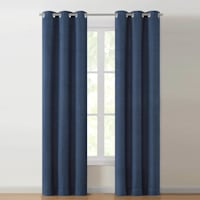 Jessica Navy Blue Chenille Light Filtering Curtain Panel, 84"
