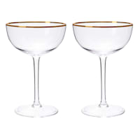 Willow Crossley Set of 2 Gold Rim Coupe Flute Glasses