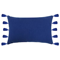Tracey Boyd Textured Navy Blue Oblong Pillow