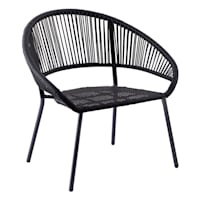 Round Wicker Outdoor Lounge Chair, Black