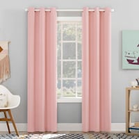 Tiny Dreamers Lyle Blush Pink Blackout Grommet Curtain Panel, 84"