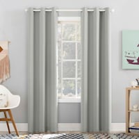 Tiny Dreamers Lyle Gray Blackout Grommet Curtain Panel, 84"