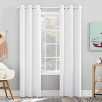 Tiny Dreamers Lyle White Blackout Grommet Curtain Panel, 84"