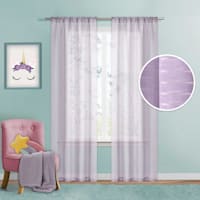 Tiny Dreamers Purple Striped Sheer Curtain Panel, 84"