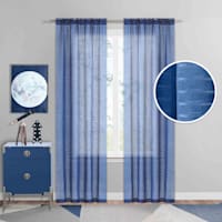 Tiny Dreamers Dark Blue Striped Sheer Curtain Panel, 84"