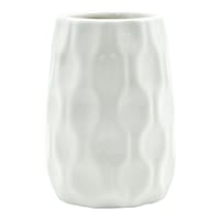 Honeybloom Katherine White Ceramic Bath Tumbler, 4"