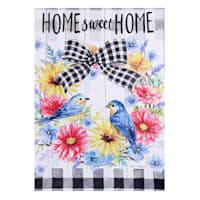 Home Sweet Home Spring Bird Wreath Garden Flag, 18"