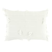White Clifton Knots Outdoor Throw Pillow, 14x20