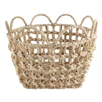 Grace Mitchell Braided Water Hyacinth Basket with Scalloped Edge, Medium