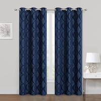 Providence Laredo Navy Blue Blackout Grommet Curtain Panel, 84"