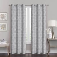 Maci Grey Jacquard Blackout Grommet Curtain Panel, 84"