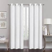 Maci White Jacquard Blackout Grommet Curtain Panel, 84"
