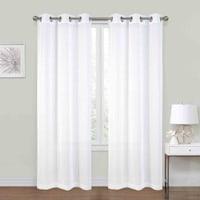 Honeybloom Nora White Sheer Grommet Curtain Panel, 84"