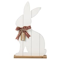 Honeybloom Whitewashed Wooden Sitting Easter Bunny, 24"