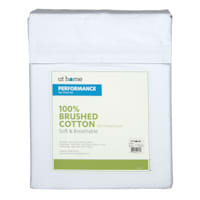 4-Piece White 300 Thread Count 100% Brushed Cotton Percale Sheet Set, Queen