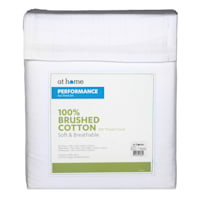 4-Piece White 300 Thread Count 100% Brushed Cotton Percale Sheet Set, King
