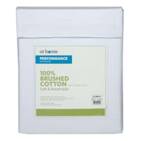 4-Piece White 300 Thread Count 100% Brushed Cotton Percale Sheet Set, Full