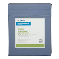 4-Piece Blue 300 Thread Count 100% Brushed Cotton Percale Sheet Set, Twin