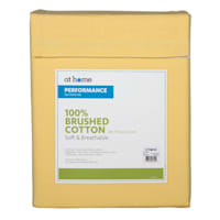 4-Piece Yellow 300 Thread Count 100% Cotton Percale Brushed Sheet Set, Queen
