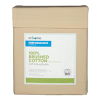 4-Piece Taupe 300 Thread Count 100% Brushed Cotton Percale Sheet Set, Full
