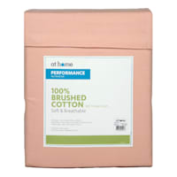 4-Piece Pink 300 Thread Count 100% Brushed Cotton Percale Sheet Set, Queen