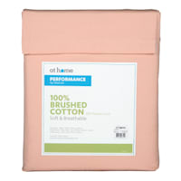 4-Piece Pink 300 Thread Count 100% Brushed Cotton Percale Sheet Set, King