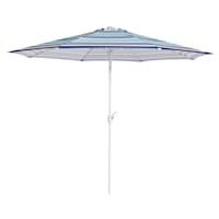Ty Pennington Blue Striped Crank & Tilt Round Outdoor Patio Umbrella, 9'
