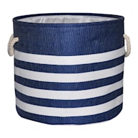 Providence Blue Striped Round Storage Basket, Large