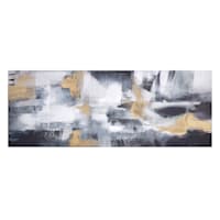 Crosby St. Embellished Grey & White Abstract Canvas Wall Art, 48x18