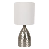 Found & Fable Silver Hammered Metal Small Table Lamp with Shade, 19.5"