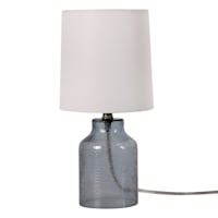 Honeybloom Light Blue Dimpled Glass Mini Table Lamp with Shade, 13"
