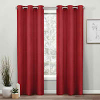 Red Basket Weave Light Filtering Curtain Panel, 84"