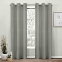 Light Grey Basket Weave Window Light Filtering Curtain Panel, 84"