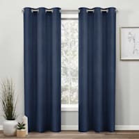 Providence Navy Blue Velvet Light Filtering Curtain Panel, 84"