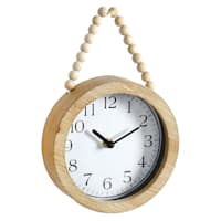 Honeybloom Beaded Tan Round Wall Clock, 7x11
