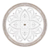 Honeybloom White Faux Wood Medallion Wall Decor, 17"