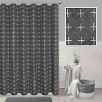 Honeybloom Grey Crossover Embroidered Shower Curtain, 72"