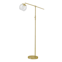 Glass & Brass Task Floor Lamp with Seeded Glass Shade, 59"