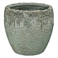 Green Metallic Rim Outdoor Planter, Medium
