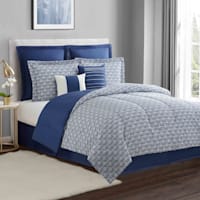 8-Piece Casey Navy Essential Comforter Set, Full
