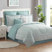 6-Piece Jenna Aqua Lattice Essential Comforter Set, Twin