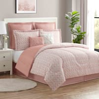 8-Piece Jenna Rose Lattice Essential Comforter Set, Queen