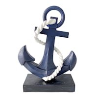 Providence Navy Blue Anchor Outdoor Garden Statue, 13.5"