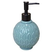 Found & Fable Blue Fan Ceramic Soap Dispenser, 7"