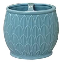 Found & Fable Blue Fan Ceramic Toothbrush Holder, 4.5"