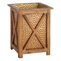 Honeybloom Honey Hammered Metal & Wood Outdoor Planter, Small
